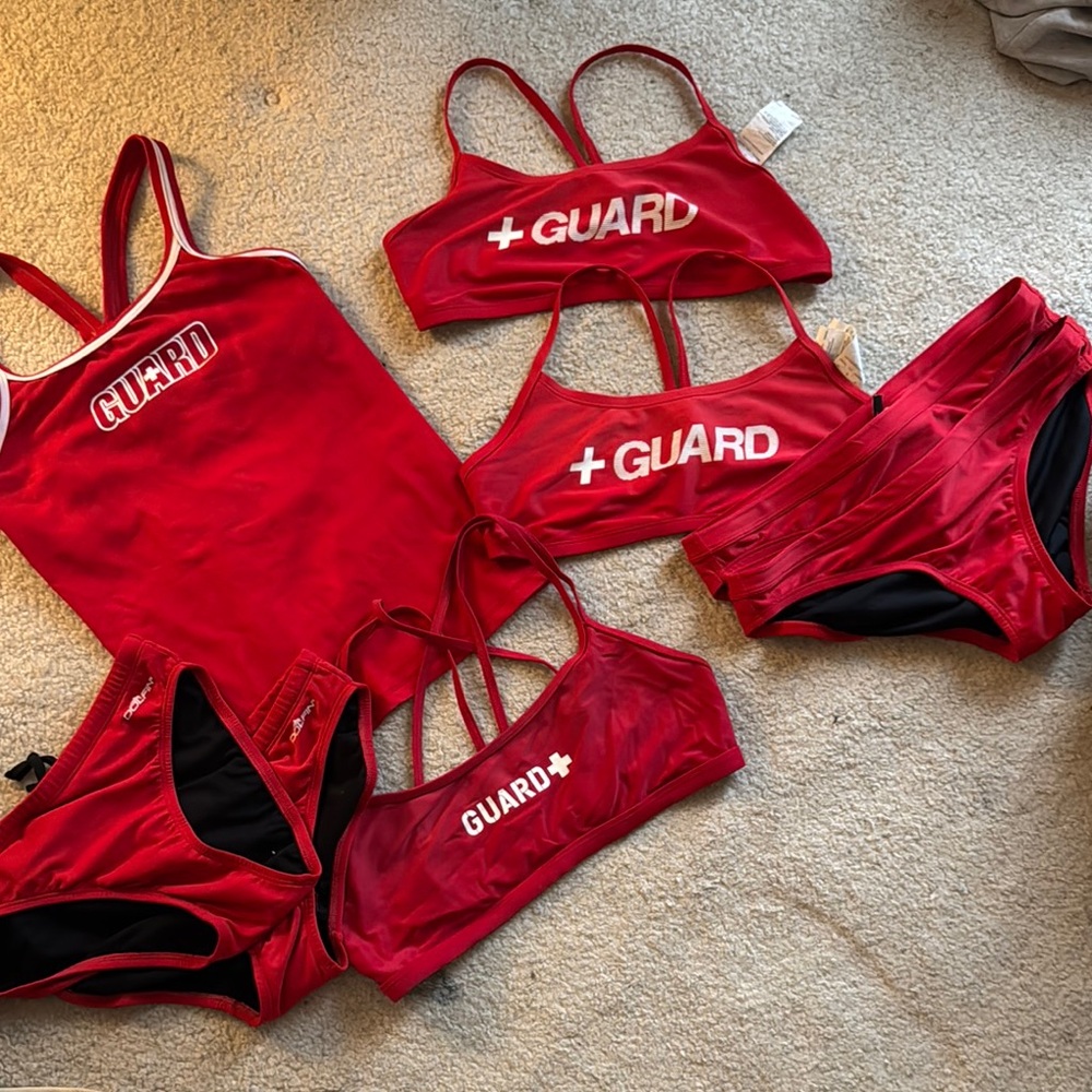 Red Lifeguard Swimsuit Set